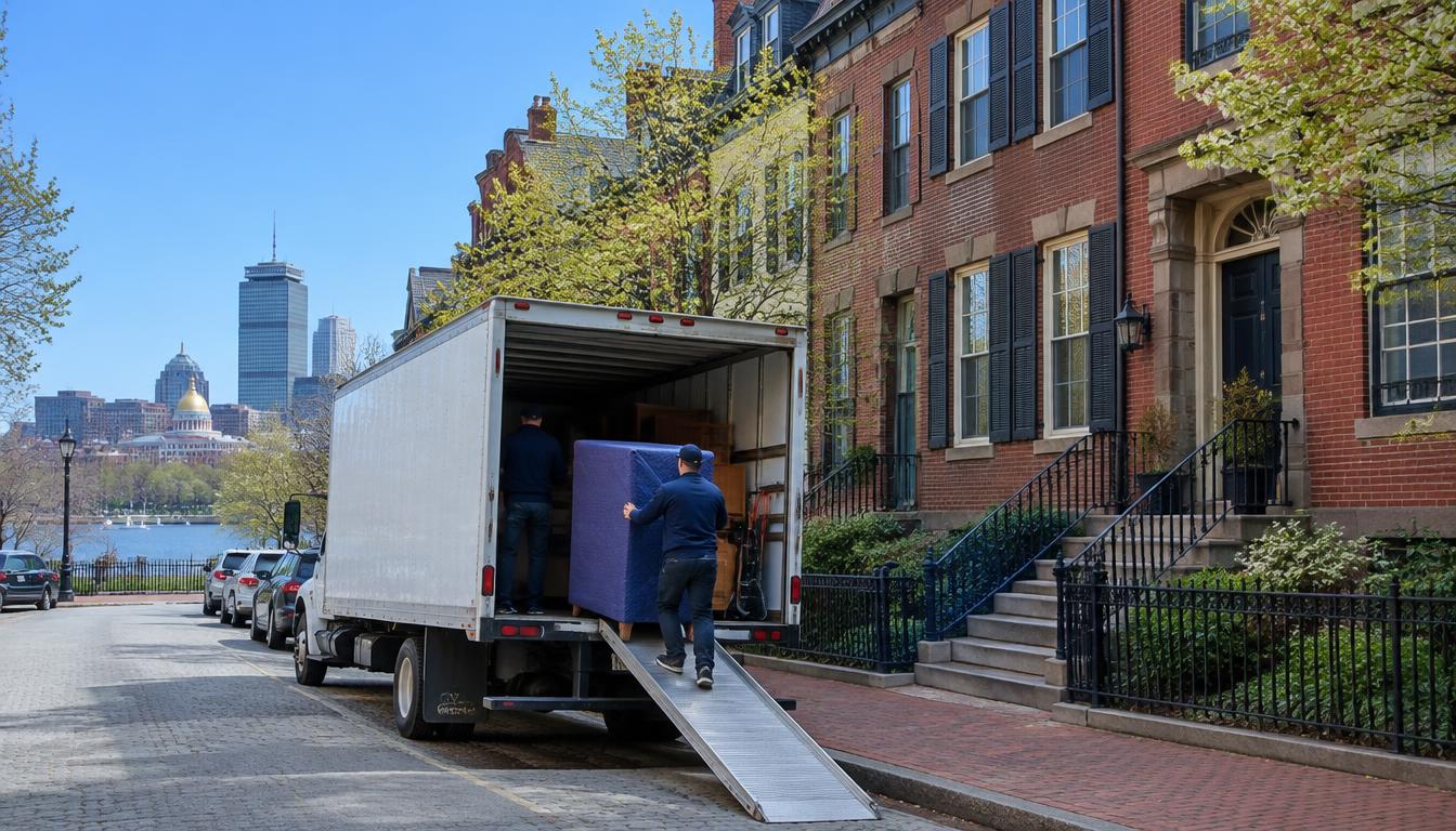 Moving truck preparing for a long-distance move from Florida to Boston, Massachusetts