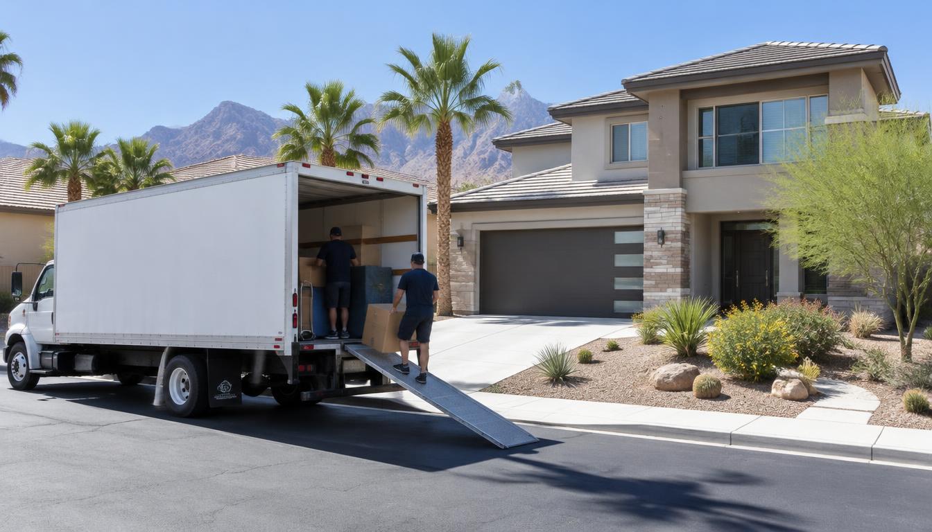 Moving truck preparing for a long-distance move from Florida to Las Vegas, Nevada