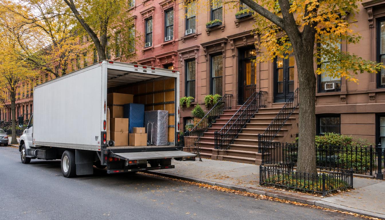 Moving truck preparing for a long-distance move from Florida to New York City, New York