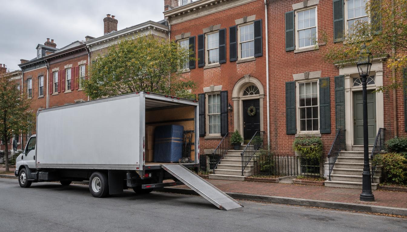 Moving truck preparing for a long-distance move from Florida to Philadelphia, Pennsylvania