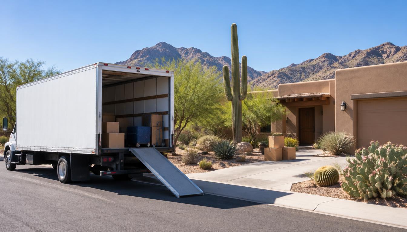Moving truck preparing for a long-distance move from Florida to Phoenix, Arizona